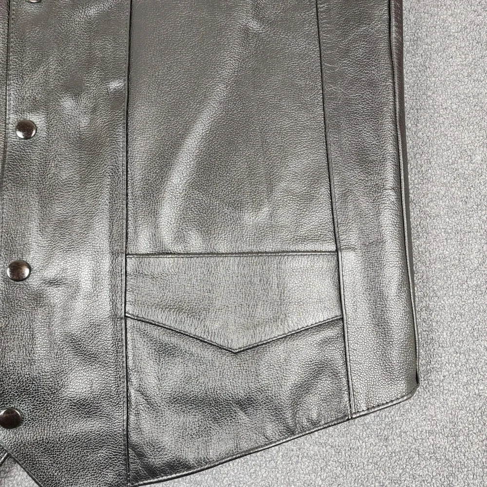 Mens Black Echtea Leder Vest Motorcycle Biker‎ Front Pockets Size 46